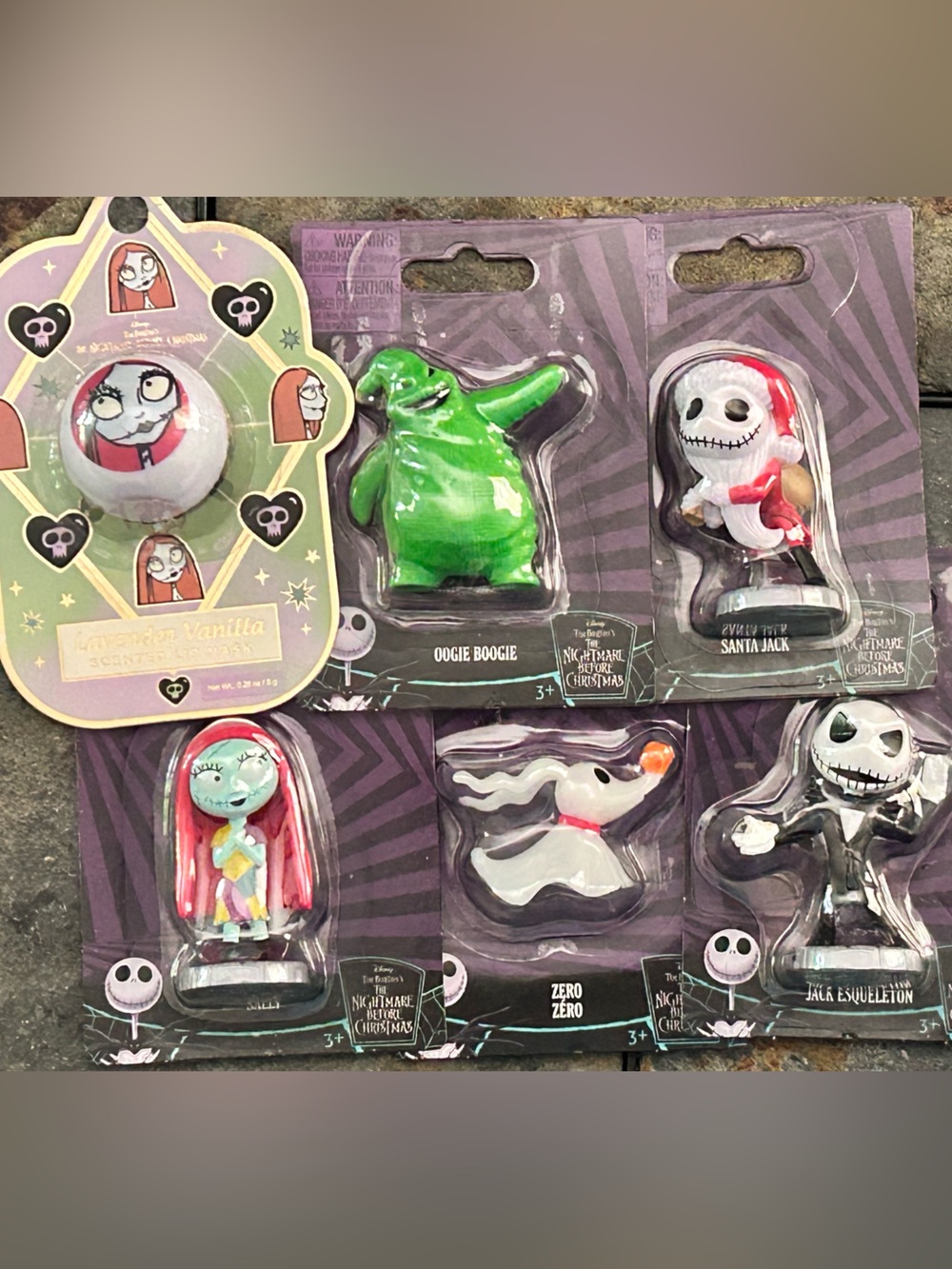 Disney Nightmare Before Christmas 30th 2.5" Mini Figures 5 Pack &  Lip Balm